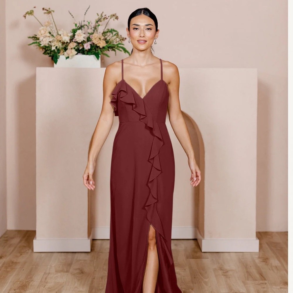Maroon Bridesmaids Gown with leg slit